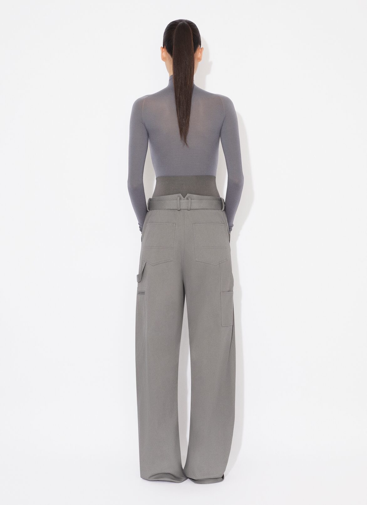 CARGO TROUSERS WITH KNIT BAND ALAÏA STEEL CARGO TROUSERS WITH KNIT BAND